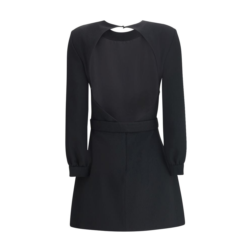 Black Viscose Cocktail DressSaint Laurent’s mini Dress is an elegant and structured design perfect for special occasions. Made with long sleeves and a round neckline, it features a refined button closure at the back of the neck, as well as a hidden hook-a
