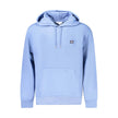Blue Recycled Polyester Men SweaterElevate your wardrobe with the unmistakable style of Calvin Klein. This long-sleeved hooded sweatshirt is crafted with an eye-catching blend of comfort and sustainability. Featuring a brushed texture, convenience meets f