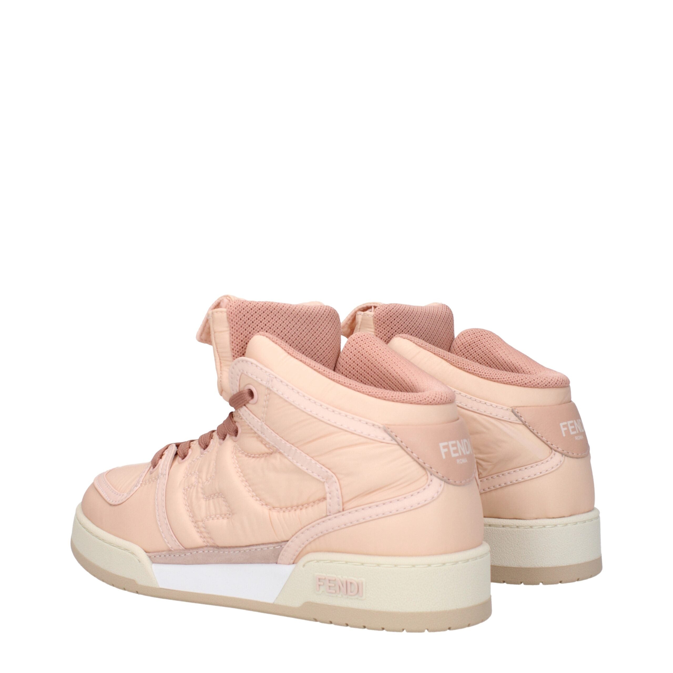 Pink Nylon High Top SneakersDescription: The product with MPN 8E8380ALIRF1JG9 and code F81205 nylon in pink is a sneakers designed by Fendi. It has features like front logo, side logo, back logo, front detail. Additional Info: Closing type: Lace up Closur