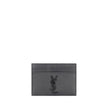 Gray Calf Leather Bos Taurus WalletBlack Calfskin Card Holder by Saint Laurent, card slot on both sides, black embossed logo on front. Season: AW25 Dimension: 10×10 Composition: 100% Calf Leather Bos Taurus MADE IN ITALYGray Calf Leather Bos Taurus Wallet