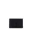 Black Lamb Ovis Aries Aries WalletCalfskin Card Holder by Saint Laurent, card slots on front and back, plaque with iconic brand logo embossed on front. Season: AW25 Dimension: 11×11 Composition: 100% Lamb Ovis Aries Aries MADE IN ITALYBlack Lamb Ovis Arie