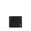 Black Calf Leather Bos Taurus WalletSaint Laurent leather Wallet, billfold design, interior billfold compartment, interior card slot, embossed iconic brand monogram plaque on front, iconic brand monogram press-stamped inside. Season: AW25 Dimension: 11×11