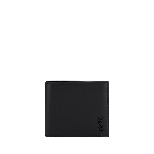 Black Calf Leather Bos Taurus WalletCalfskin Wallet by Saint Laurent, logo plaque on front, bill fold design, internal card slots and bill compartments. Season: AW25 Dimension: 11×11 Composition: 100% Calf Leather Bos Taurus MADE IN ITALYBlack Calf Leathe