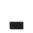 Black Calf Leather Bos Taurus WalletCalfskin Card Holder by Saint Laurent, card slots on front and back, zippered coin compartment, card slot on front, iconic brand monogram printed in contrast on front. Season: AW25 Dimension: 13×13 Composition: 100% Cal