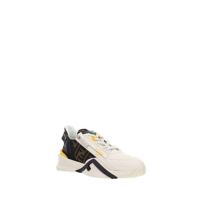 White Calf Leather Bos Taurus Athletic SneakersThe Fendi Flow Running Sneakers are a perfect balance between sporty style and distinctive design, designed for those seeking a bold and functional look. The structured sole on the heel offers excellent grip