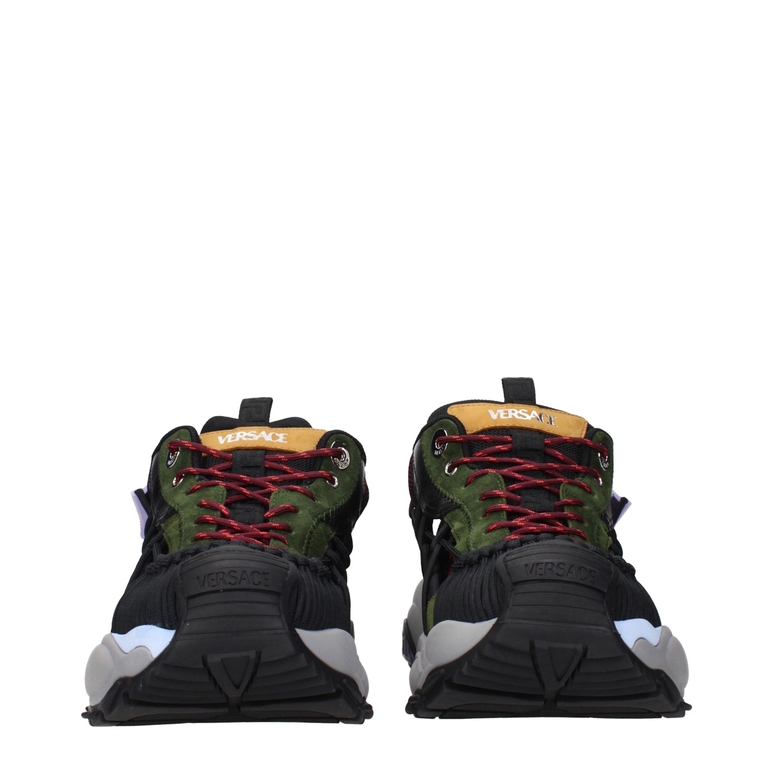 Multicolor Leather Athletic SneakersDescription: The product with MPN 10167111A126776G60P and code F84048 suede in multicolor is a sneakers designed by Versace. It has features like front logo, side logo, back logo.Multicolor Leather Athletic Sneakers${ta