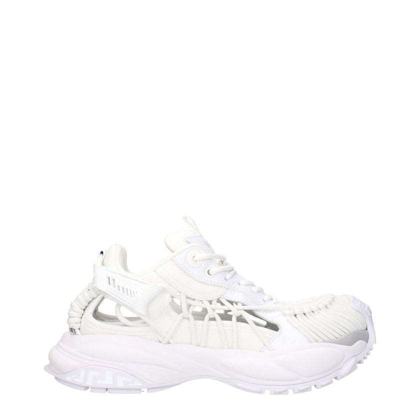 White Leather Athletic SneakersDescription: The product with MPN 10167111A118611W000 and code F84046 leather in white is a sneakers designed by Versace. It has features like front logo, side logo. Additional Info: Style: Casual Closing type: Lace up Closu