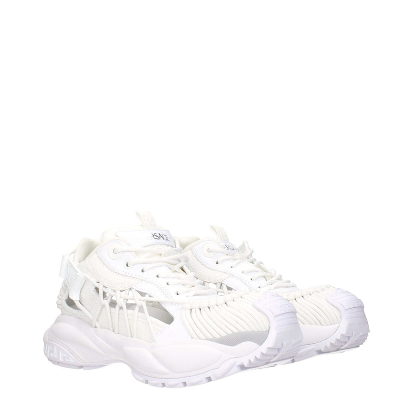 White Leather Athletic SneakersDescription: The product with MPN 10167111A118611W000 and code F84046 leather in white is a sneakers designed by Versace. It has features like front logo, side logo. Additional Info: Style: Casual Closing type: Lace up Closu