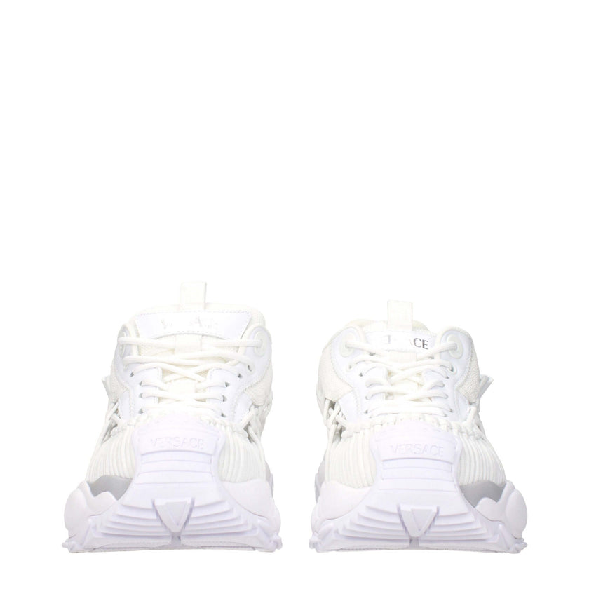 White Leather Athletic SneakersDescription: The product with MPN 10167111A118611W000 and code F84046 leather in white is a sneakers designed by Versace. It has features like front logo, side logo. Additional Info: Style: Casual Closing type: Lace up Closu