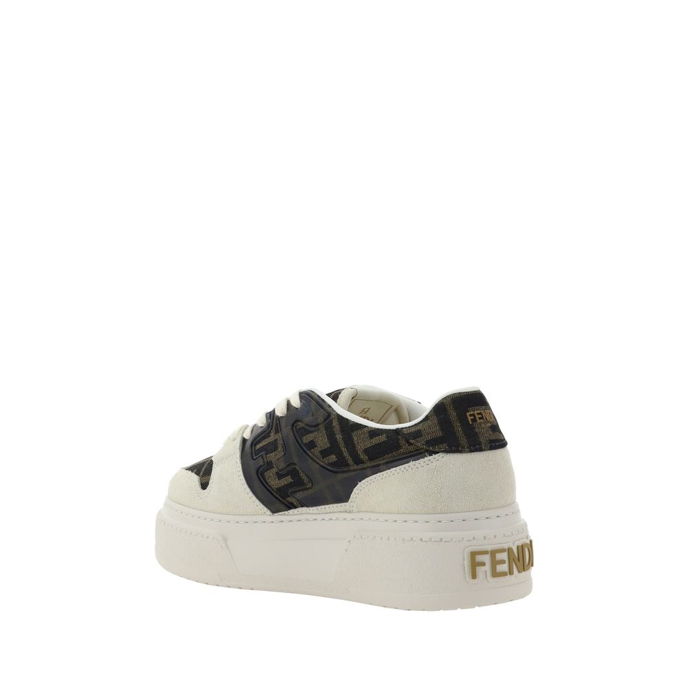 Brown Rubber Ballet FlatsSneakers by Fendi, suede-effect leather detailing, lace-up front closure, jacquard fabric detailing with iconic all-over repeated FF pattern, platform sole with embossed Fendi macro lettering on back, logo insole. Season: AW25 Com