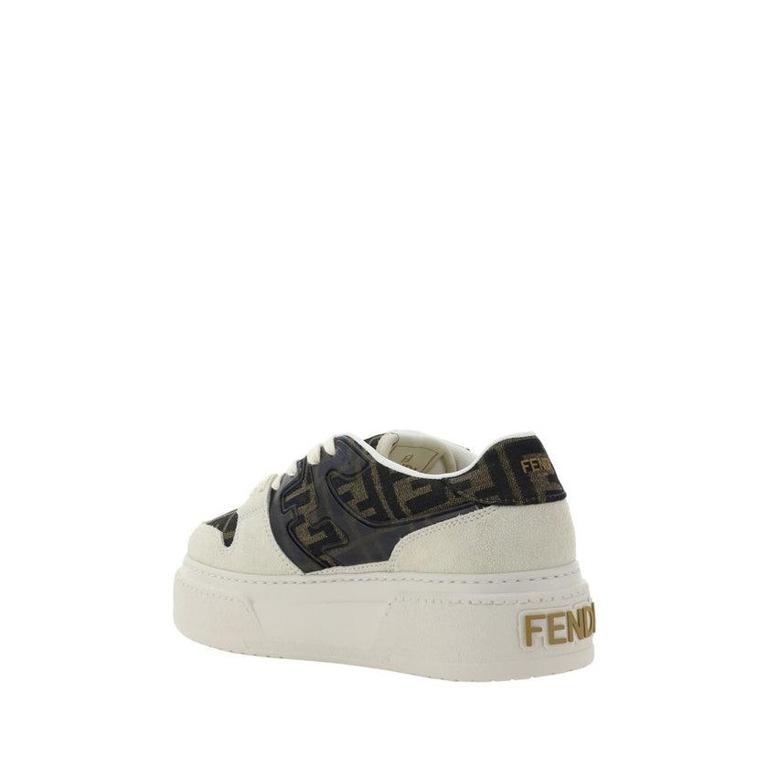 Brown Rubber Ballet FlatsSneakers by Fendi, suede-effect leather detailing, lace-up front closure, jacquard fabric detailing with iconic all-over repeated FF pattern, platform sole with embossed Fendi macro lettering on back, logo insole. Season: AW25 Com