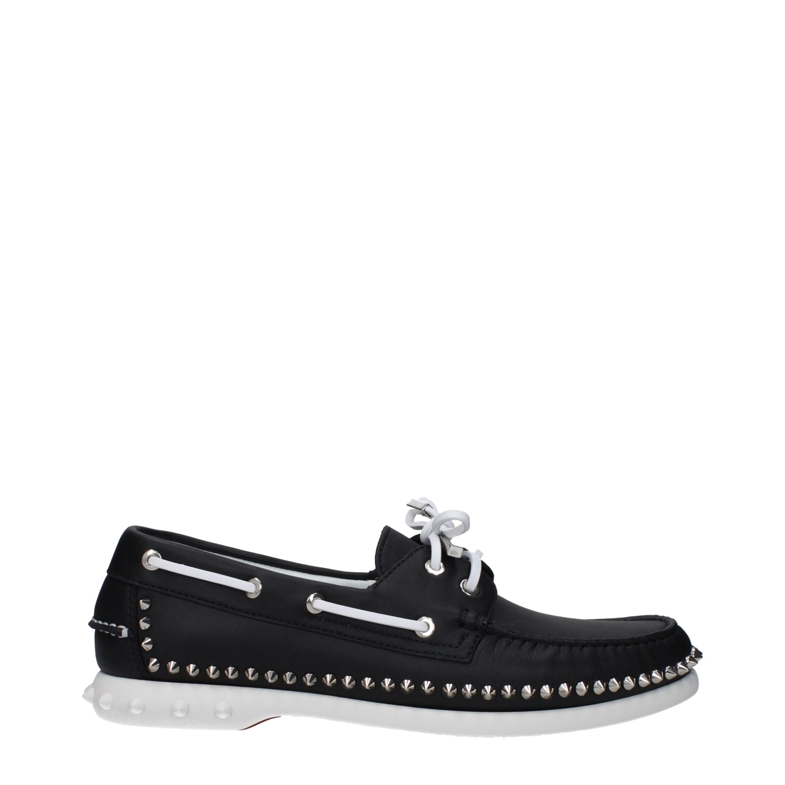 Schwarze Leder-Loafer mit Nieten zum Reinschlüpfen