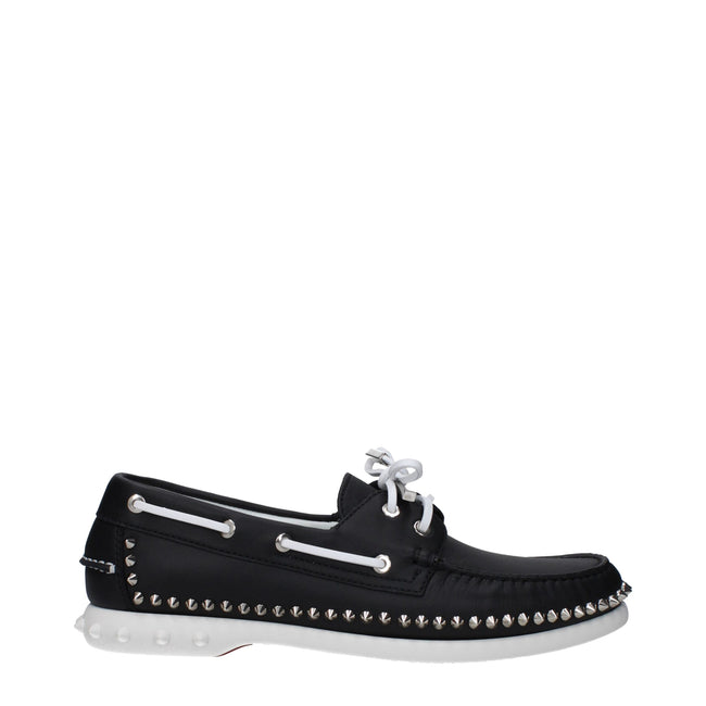 Black Leather Slip-On LoafersDescription: The product with MPN 3240230BK65 and code F82529 leather in black is a loafers designed by Louboutin. It has features like studs. Additional Info: Closing type: Lace up Closure Shoe sole: Rubber Shoe tip: Round to