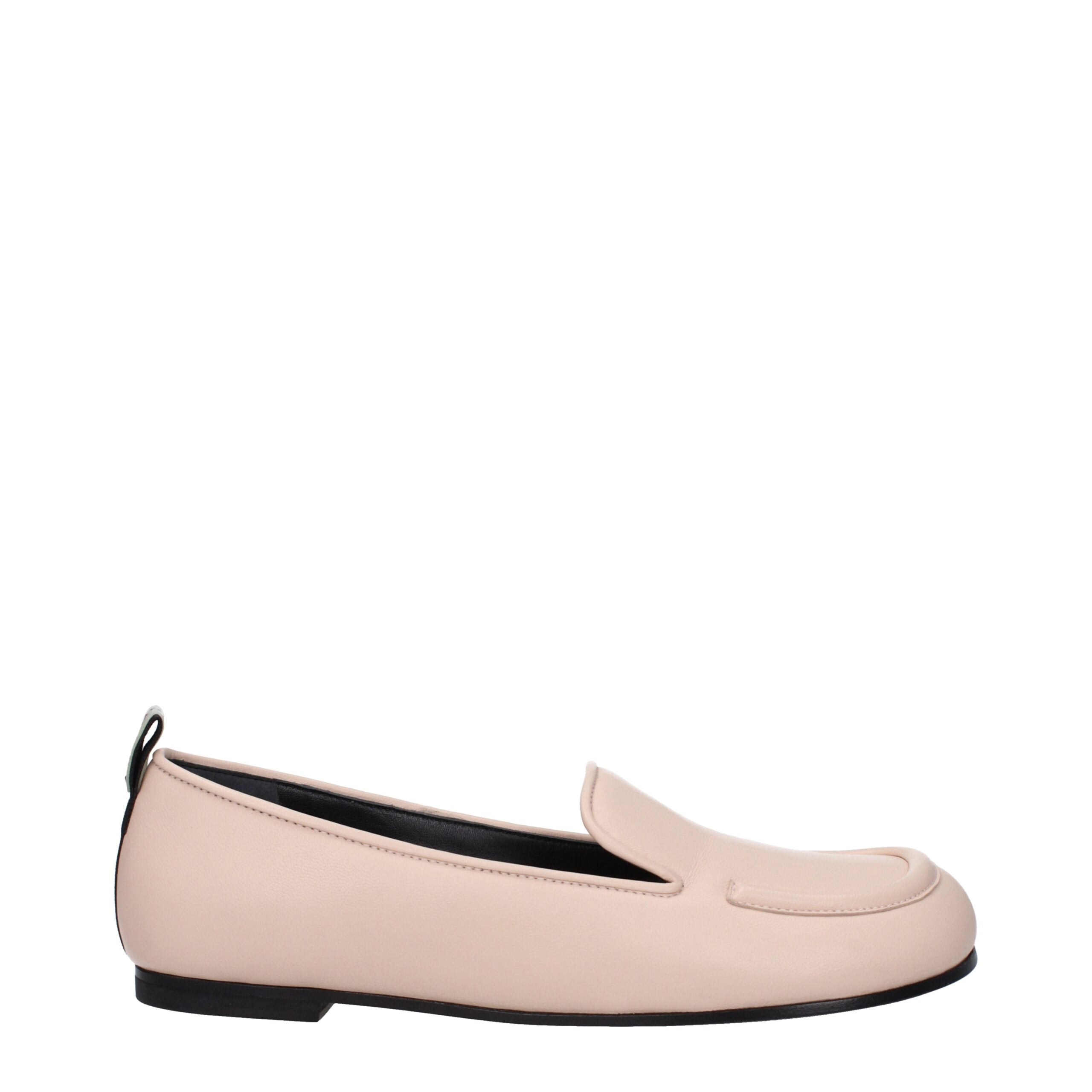 Pink Leather Loafers with Back Logo