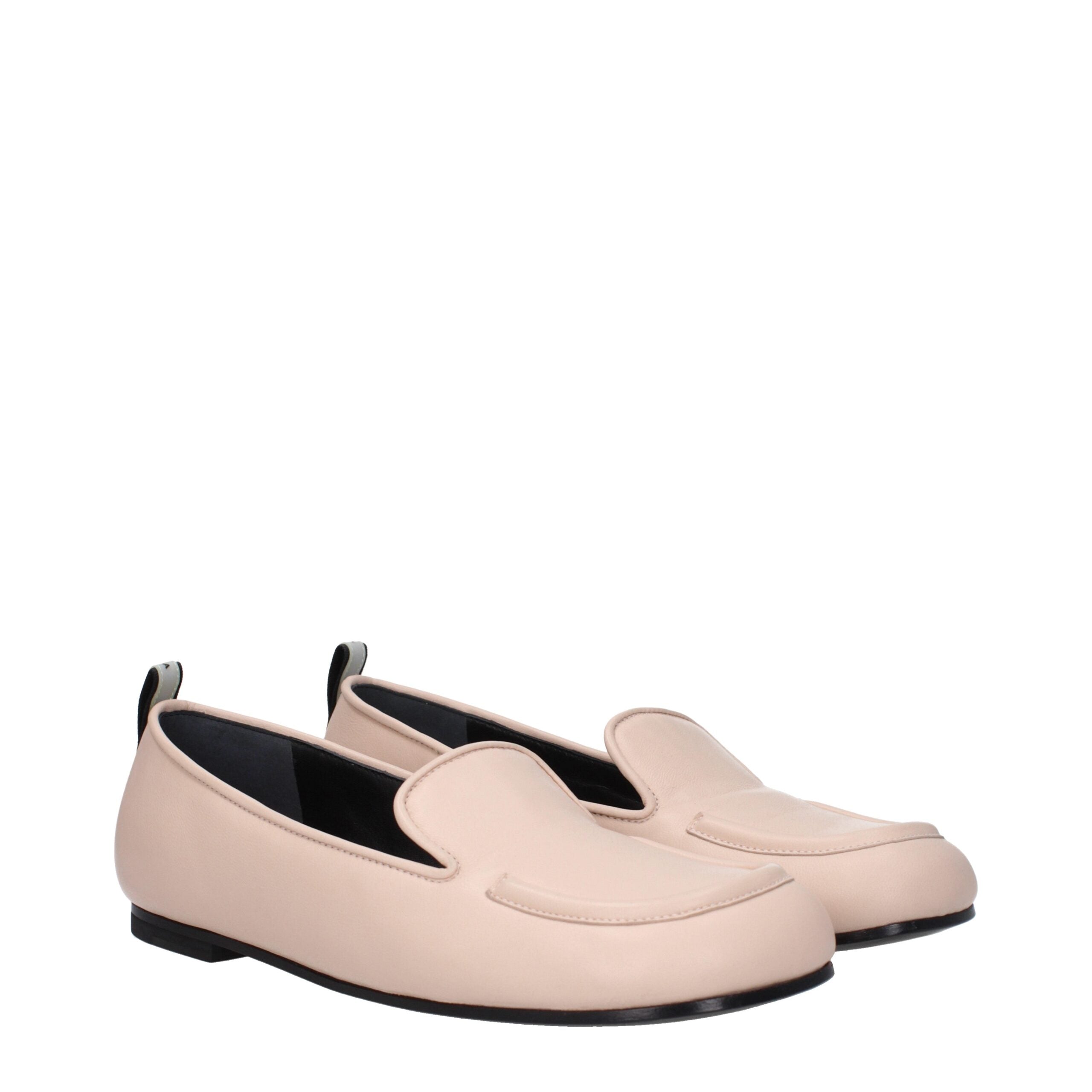 Pink Leather Loafers with Back Logo