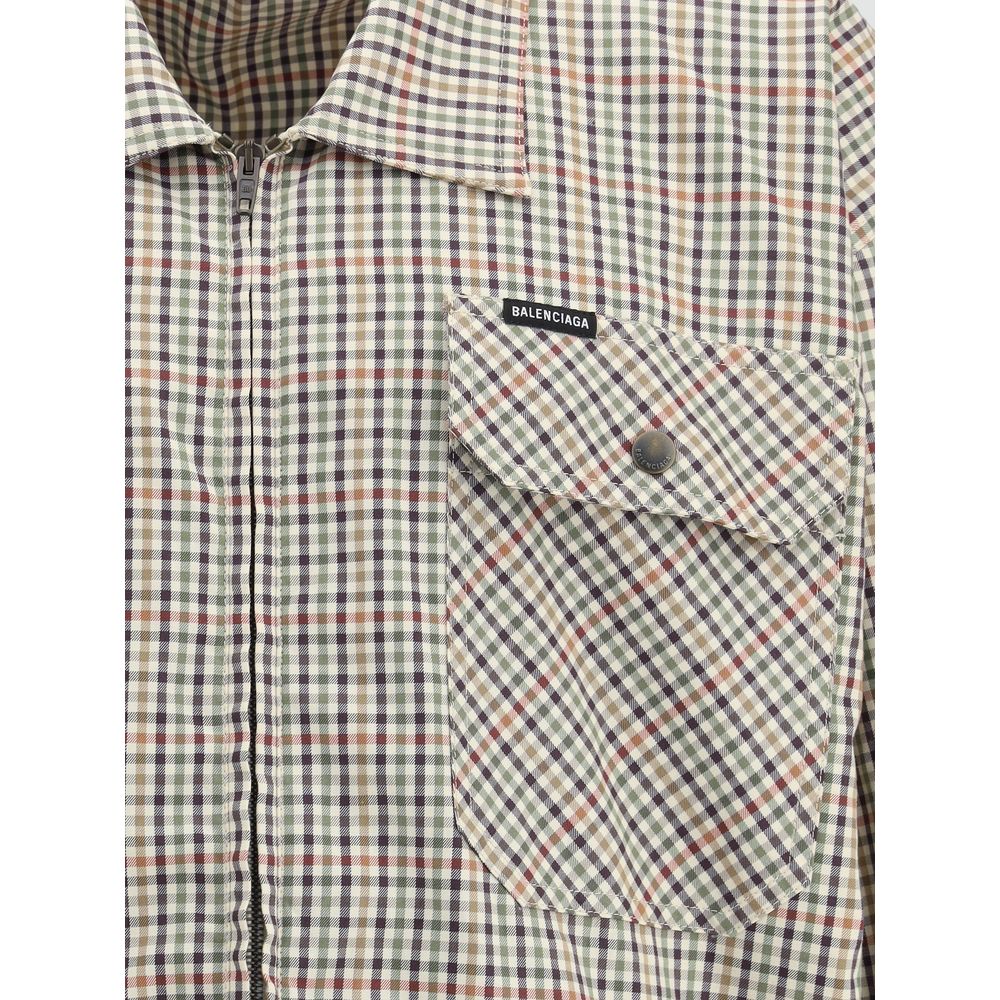 Multicolor Cotton CoatBalenciaga’s Zip Shirt is made of checked cotton flannel and features an overshirt design with a contemporary style. Featuring a classic collar, a double-slider zipper closure, two chest flap pockets and two slit pockets, it is compl