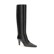 Black Leather High Heel BootsSaint Laurent’s High Leather Boots embody a bold and refined style. With knee-high height and a slightly squared toe, they stand out for their modern, minimalist design. The cone heel adds a touch of character, while the no-lo