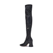 High leather BootsChloé’s High leather Boots stand out for their bold, contemporary design. With a height that reaches mid-thigh, they feature an asymmetrical heel and a squared toe that enhance their modern style. The side zipper ensures a practical and