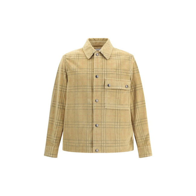Beige Denim ShirtThis corduroy Shirt featuring Burberry’s iconic Burberry Check combines tradition with contemporary style. Featuring a snap-button closure and a point collar, it also features a snap-button flap chest pocket for a functional touch. Snap-b