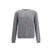 Gray Cashmere SweatshirtGucci’s cashmere Sweater combines bold style and craftsmanship. Made from soft wool, it features a ribbed crew neck, cuffs and hem, and is decorated with the iconic all-over multicolor jacquard logo for a distinctive and recognizab
