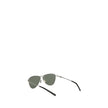 Silver Metal SunglassesThe 831 Vesper Sunglasses by Saint Laurent revisit the classic aviator style with a bold and modern twist. Featuring a distinctive triangular metal frame, they are complemented by nylon lenses that offer lightweight protection. An a