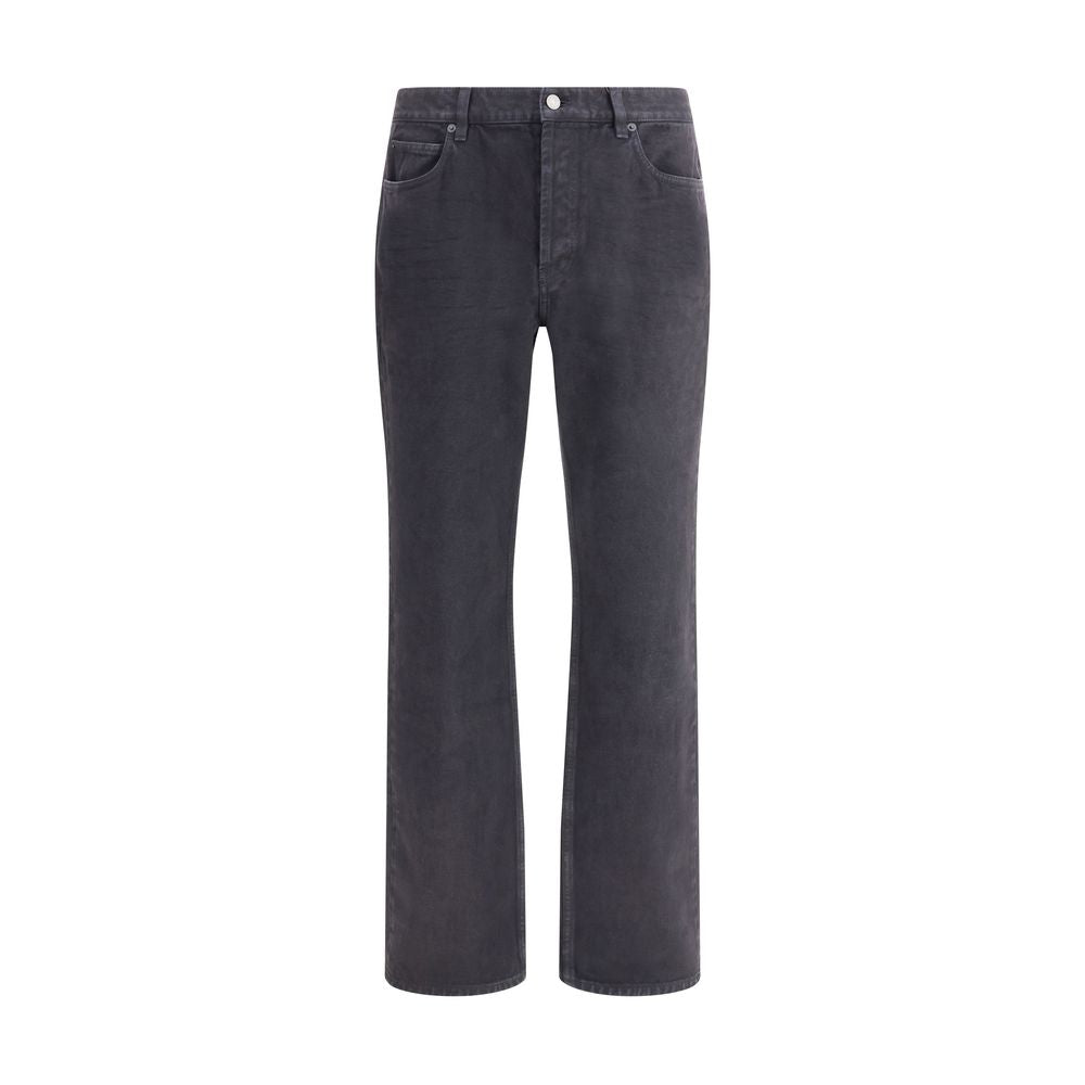 Black Cotton Straight-Leg JeansSaint Laurent’s Lou Jeans reinterpret a wardrobe classic with elegance and understatement. Featuring a straight cut and traditional five-pocket construction, they feature a front zipper and button closure, as well as belt lo