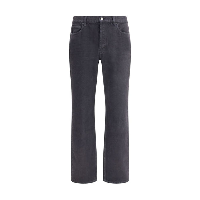 Black Cotton Straight-Leg JeansSaint Laurent’s Lou Jeans reinterpret a wardrobe classic with elegance and understatement. Featuring a straight cut and traditional five-pocket construction, they feature a front zipper and button closure, as well as belt lo