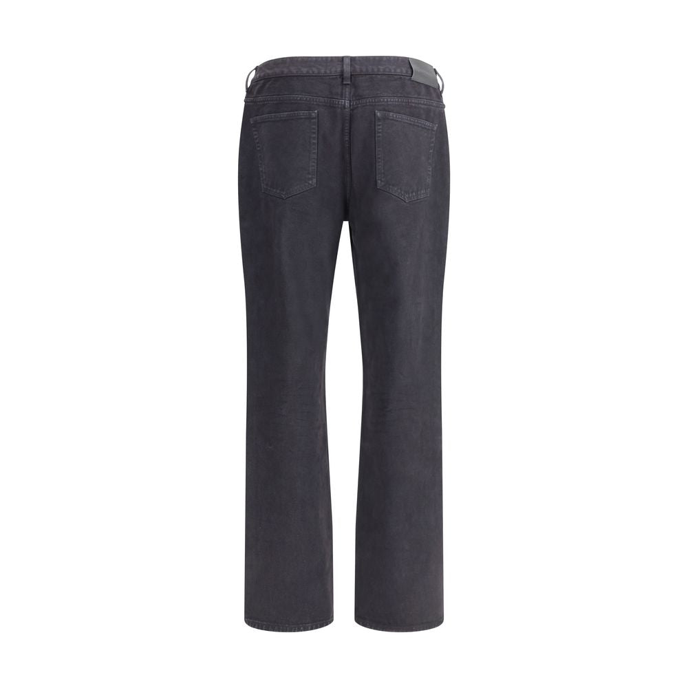 Black Cotton Straight-Leg JeansSaint Laurent’s Lou Jeans reinterpret a wardrobe classic with elegance and understatement. Featuring a straight cut and traditional five-pocket construction, they feature a front zipper and button closure, as well as belt lo