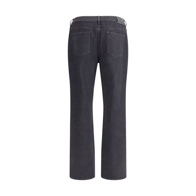 Black Cotton Straight-Leg JeansSaint Laurent’s Lou Jeans reinterpret a wardrobe classic with elegance and understatement. Featuring a straight cut and traditional five-pocket construction, they feature a front zipper and button closure, as well as belt lo