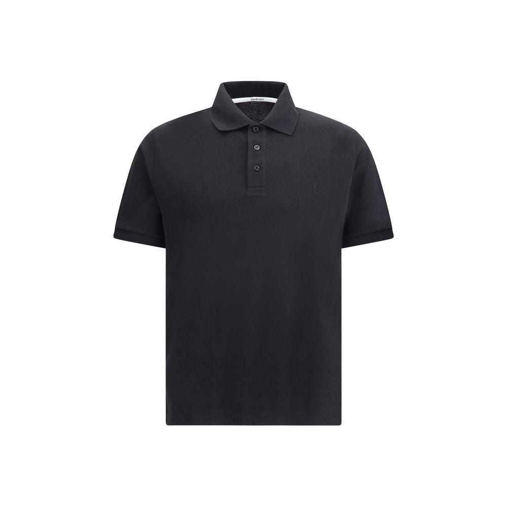 Black Cotton Polo ShirtSaint Laurent’s cotton polo Shirt is an essential piece with a classic and refined design. Featuring a traditional collar and a tone-on-tone three-button front placket, it has short sleeves and a regular fit for comfort. The embroid