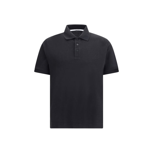 Black Cotton Polo ShirtSaint Laurent’s cotton polo Shirt is an essential piece with a classic and refined design. Featuring a traditional collar and a tone-on-tone three-button front placket, it has short sleeves and a regular fit for comfort. The embroid