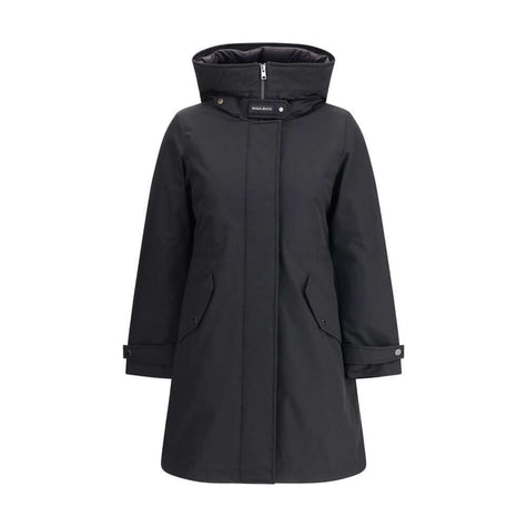 Black Cotton ClothingCotton Authentic 3-in-1 Parka Jacket by Woolrich, double layer decomposable design. Inside jacket with high collar and hood, closure by double-slider zipper, elastic cuffs, two zippered side welt pockets, all-over quilted and padded d