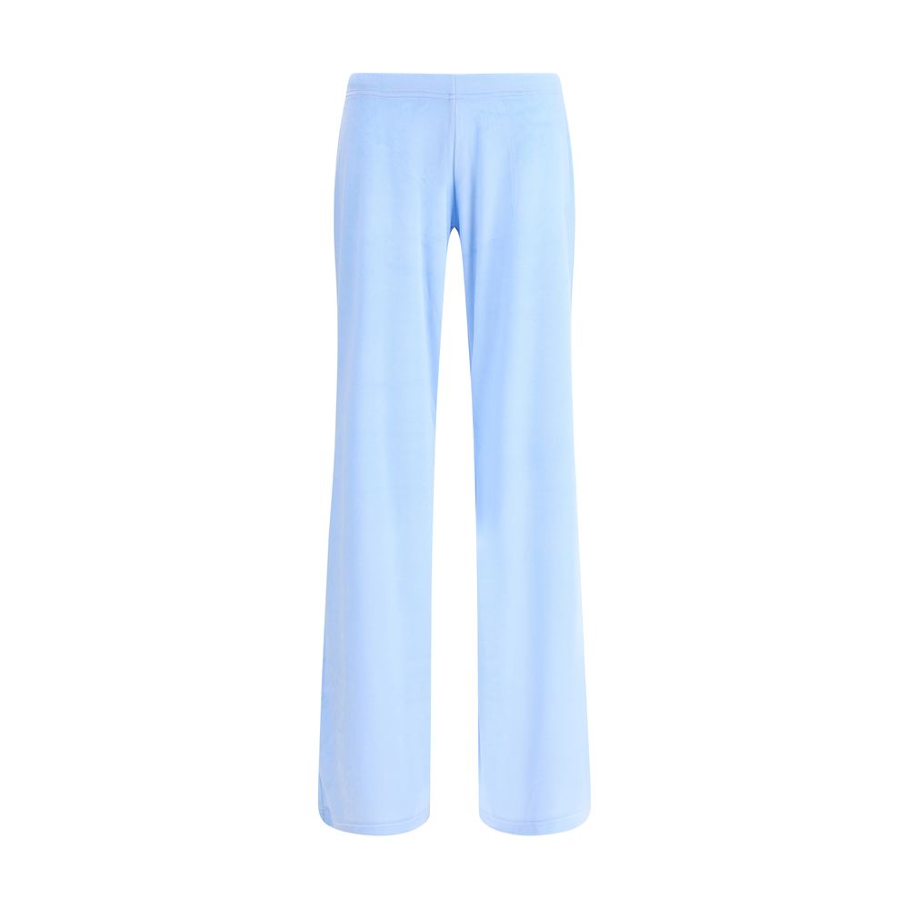 Light Blue Triacetate Casual PantsBalenciaga’s Bistretch velvet Sweatpants combine comfort and style in a contemporary design. Made of bistretch velvet, they feature a low, elasticated waist that ensures fit and comfort, while the flare leg adds character