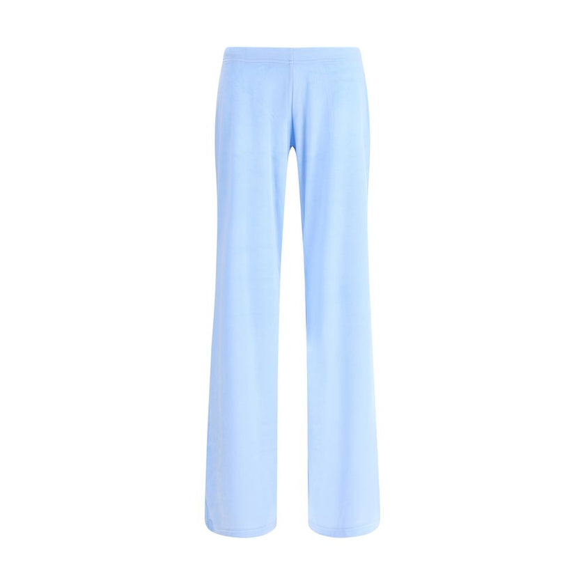 Light Blue Triacetate Casual PantsBalenciaga’s Bistretch velvet Sweatpants combine comfort and style in a contemporary design. Made of bistretch velvet, they feature a low, elasticated waist that ensures fit and comfort, while the flare leg adds character