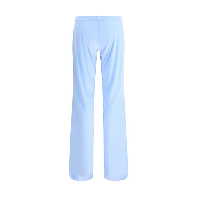 Light Blue Triacetate Casual PantsBalenciaga’s Bistretch velvet Sweatpants combine comfort and style in a contemporary design. Made of bistretch velvet, they feature a low, elasticated waist that ensures fit and comfort, while the flare leg adds character