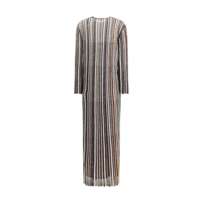 Multicolor Viscose Casual DressMissoni’s Striped long Dress is an elegant and luminous garment perfect for special occasions. Featuring flowing lines, long sleeves and a deep V-neckline, it is made of striped herringbone knit enriched with lamé filaments