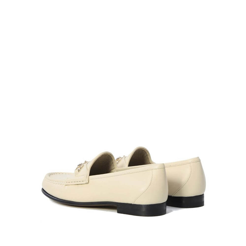 Bicolor Leather Slip-On LoafersDescription: – Composition: 100% Leather – Inner: 100% Leather – Insole: 100% Leather – Sole: 100% Leather – Round toe – Slip-on design – Gold-tone horsebit hardware – Made in Italy – Gender: WOMEN –Bicolor Leather Slip-On L