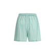 Green Copper Bermuda ShortsBalenciaga’s Striped Shorts offer the perfect balance of comfort and contemporary style. Featuring an elasticized waistband and two side welt pockets, they have an essential silhouette enhanced by a striped print for a casual ye