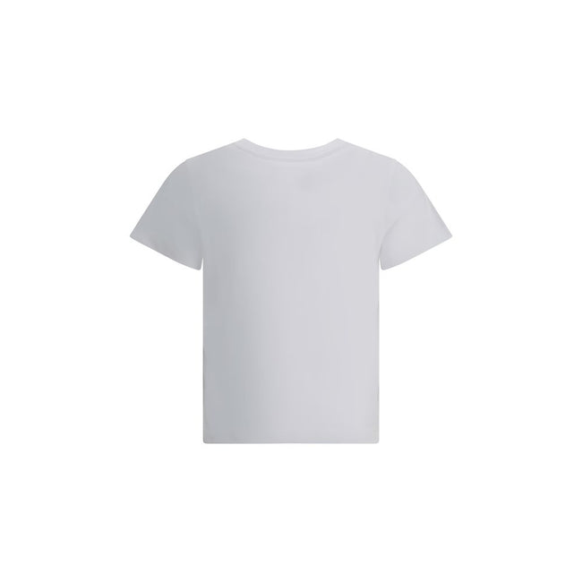 White Cotton T-ShirtMoncler’s Logo T-Shirt is a garment with an essential and modern style. Made from soft cotton, it features a ribbed crew neck and a sought-after embroidered logo on the front. The crop cut adds a contemporary touch, perfect for casual
