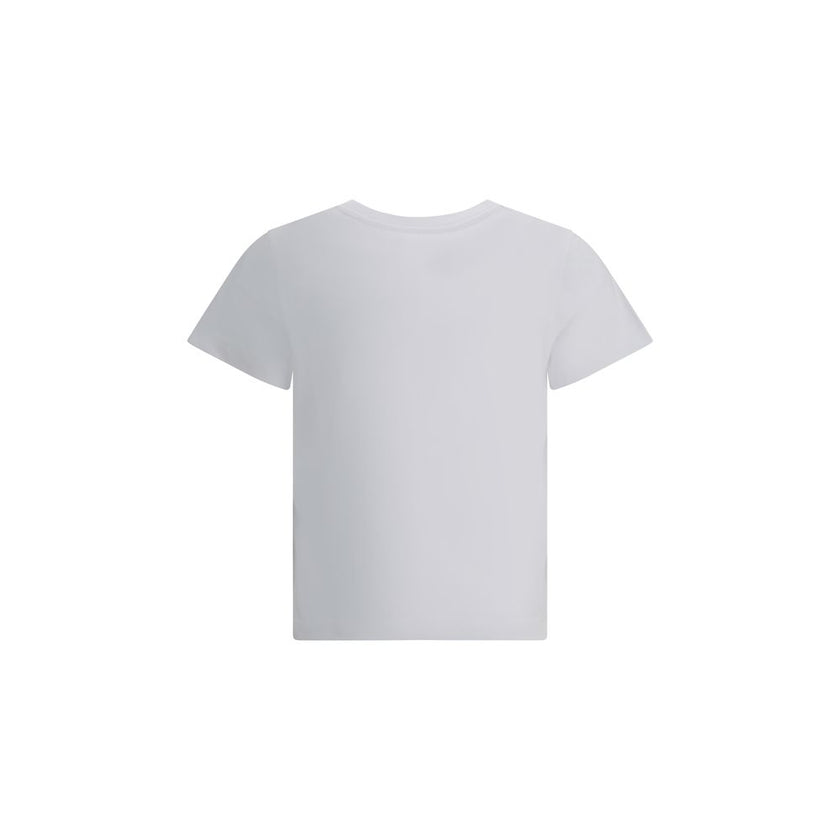 White Cotton T-ShirtMoncler’s Logo T-Shirt is a garment with an essential and modern style. Made from soft cotton, it features a ribbed crew neck and a sought-after embroidered logo on the front. The crop cut adds a contemporary touch, perfect for casual
