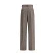 Wool Herringbone pattern wide leg PantsSaint Laurent’s wool Herringbone pattern wide leg Pants are an example of impeccable tailoring and timeless style. Featuring a medium waist and wide leg, they feature double pleats and a center crease that define an