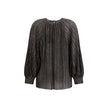 Striped sequined BlouseMissoni’s Striped sequined Blouse is a feminine and sophisticated piece, featuring a simple crew neck and balloon sleeves that give it volume and movement. The raw-cut hem adds a modern detail, while sequins embellish the striped pa