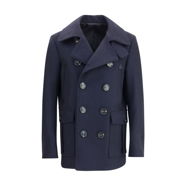 Blue Wool CoatDsquared2’s wool caban Coat reinterprets an outerwear classic with the house’s unmistakable style. Featuring classic lapels and a double-breasted button closure, it has two side flap patch pockets and a back slit, which enhances its structur