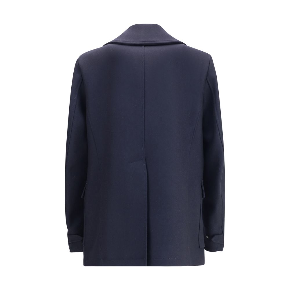 Blue Wool CoatDsquared2’s wool caban Coat reinterprets an outerwear classic with the house’s unmistakable style. Featuring classic lapels and a double-breasted button closure, it has two side flap patch pockets and a back slit, which enhances its structur