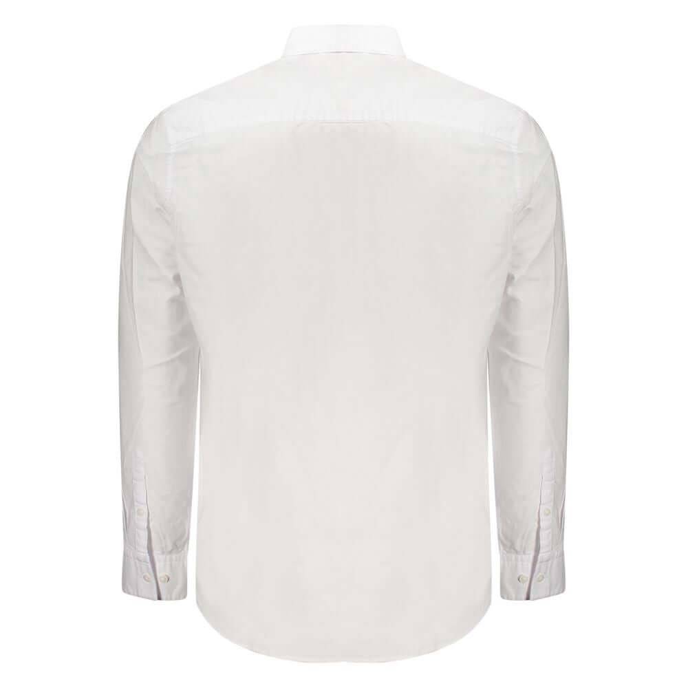 White Cotton Men ShirtElevate your wardrobe with the timeless elegance of Calvin Klein. This classic fit, long-sleeved shirt is the epitome of modern sophistication, featuring a sharp button-down collar and sleek 2-button cuffs. Adorned with subtle embroi