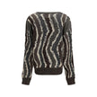 Brown Viscose CardiganMissoni’s Wave pattern boxy Cardigan is a garment with a modern and sophisticated style. Made of jacquard with the characteristic wave motif, it features a button closure and applied sequins that give shine and a touch of elegance, p