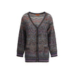 Caperdoni Buttoned CardiganMissoni’s zig zag-patterned oversized cardigan is a wrap-around, coveted piece made with Caperdoni’s exclusive loom work. Featuring a V-neckline, button closure and practical front pockets, it is embellished with the Maison’s ic