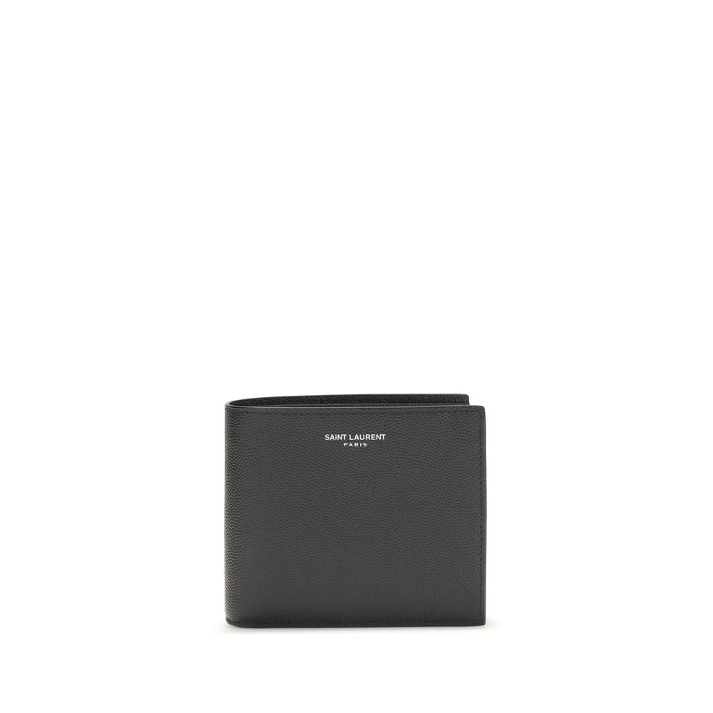 Black Calf Leather Bos Taurus WalletSaint Laurent’s black leather wallet is a stylish and functional accessory with a bill fold design. Made of high-quality smooth leather, it features interior card slots, a snap-button coin compartment and several bill c