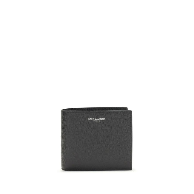 Black Calf Leather Bos Taurus WalletSaint Laurent’s black leather wallet is a stylish and functional accessory with a bill fold design. Made of high-quality smooth leather, it features interior card slots, a snap-button coin compartment and several bill c