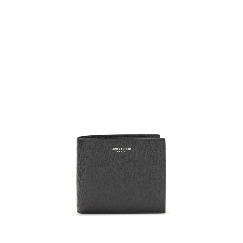 Black Calf Leather Bos Taurus WalletSaint Laurent’s black leather wallet is a stylish and functional accessory with a bill fold design. Made of high-quality smooth leather, it features interior card slots, a snap-button coin compartment and several bill c